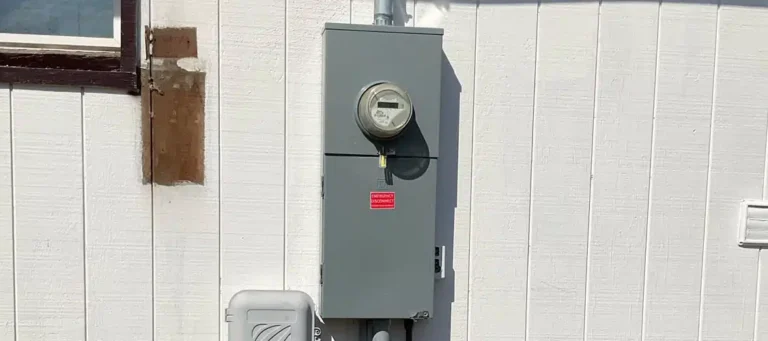 A newly installed electrical panel on the wall outside a home in Spokane, WA