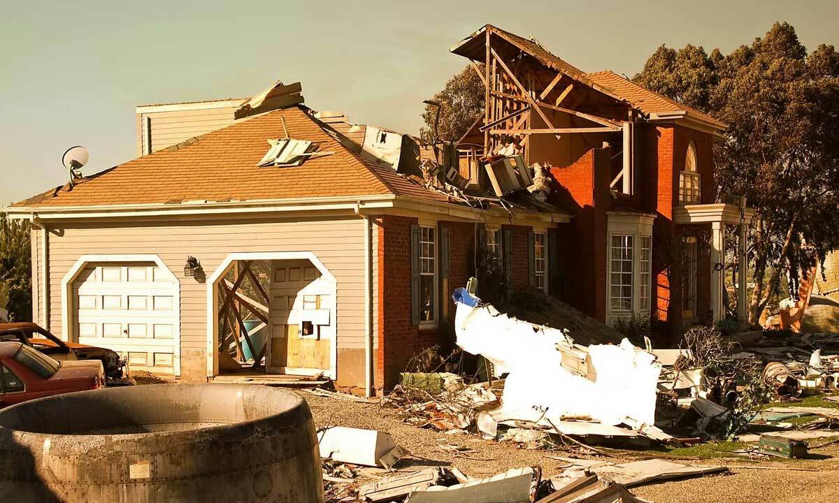 A burned down house