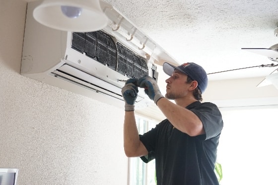 Mainstream Technician Working on Ductless AC