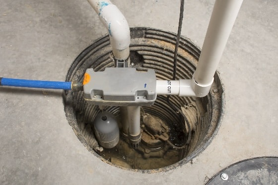A sump pump installed in a home's floor