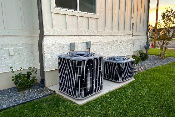 Two Outdoor HVAC Units with Nice Landscaping