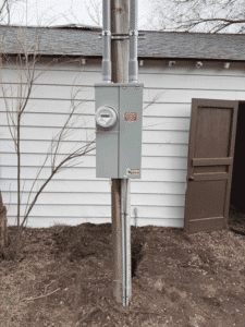 ewly installed electrical meter and panel on exterior of Spokane home