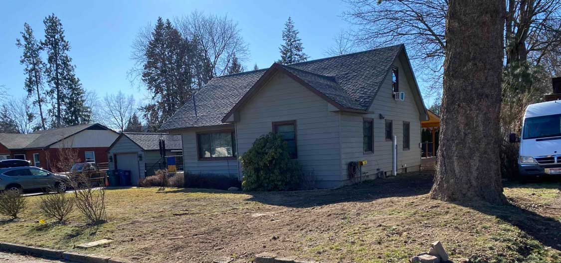 Completed sewer excavation and yard restoration in Coeur d'Alene home