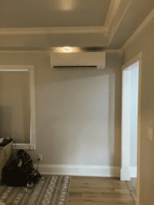 Wall-mounted mini split unit installed in living space for efficient heating and cooling in Cheney home