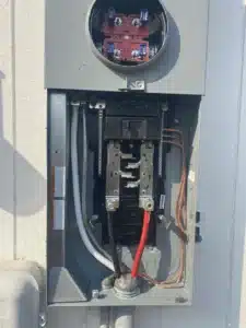 Open outdoor electrical panel during upgrade work in Spokane