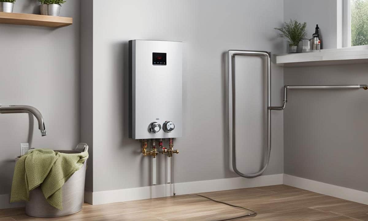 A tankless water heater in a home